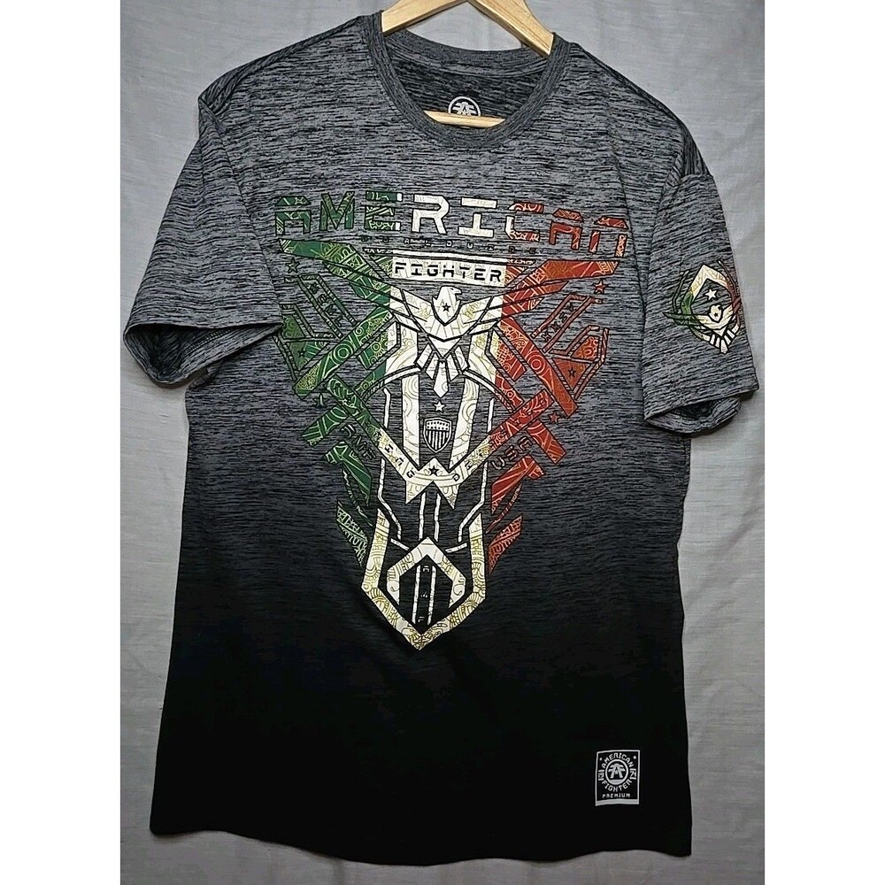 American Fighter Men T-Shirt XL Black/Gray Graphic Geometric Logo Short Sleeve